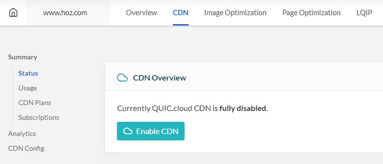 QUIC.cloud开启CDN服务