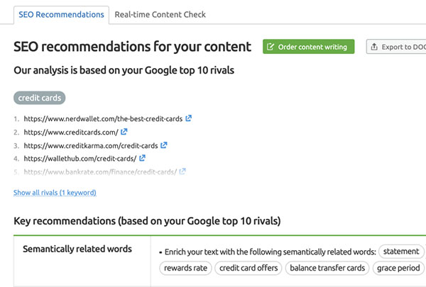 使用 Semrush SEO 内容模板工具