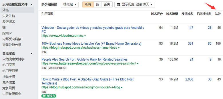 Ahrefs工具查看外链导出数量