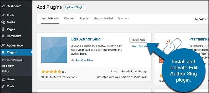 找到Edit Author Slug插件