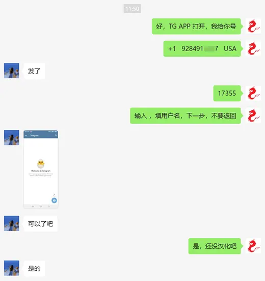 用户购买美国号码登陆成功Telegram