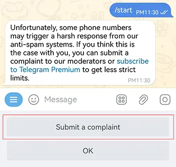 “Submit a complaint”按钮